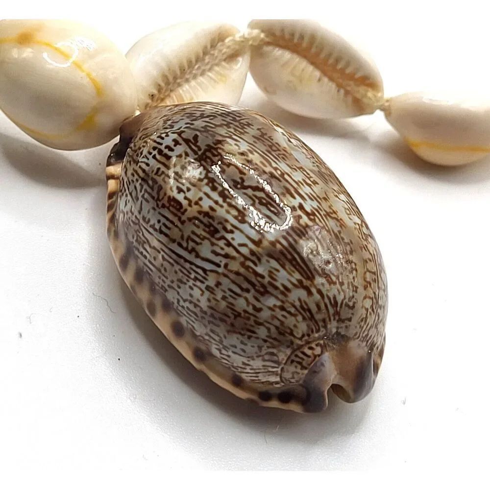Bohemian Chunky Cowrie Shell Necklace 24in